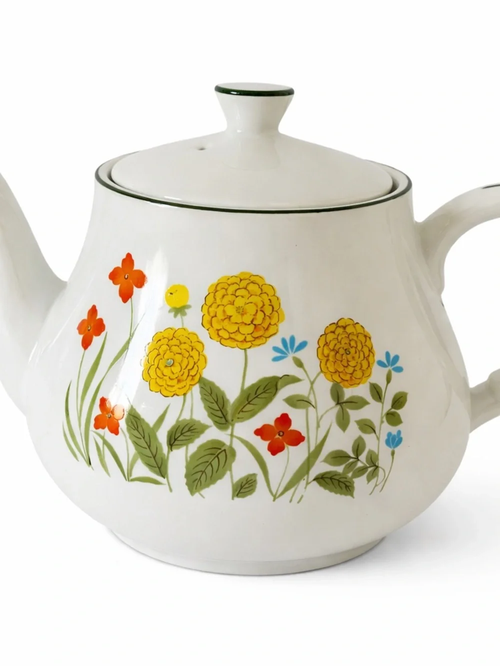 Vintage Nevco Japan Floral Teapot Mid-Century Wildflower Porcelain Retro 60s 70s